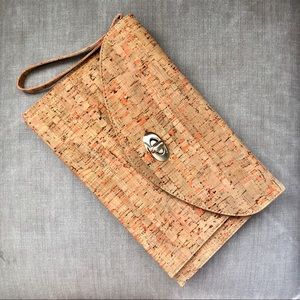 Street Level large faux cork portfolio clutch
